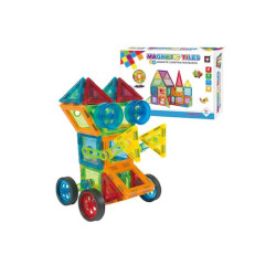 Set constructie magnetic 3D cu lumini LED, diferite forme si culori, 130 piese