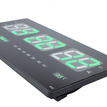 Ceas digital, afisaj LED verde, ora, calendar, temperatura, fixare perete, RESIGILAT