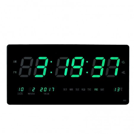 Ceas digital, afisaj LED verde, ora, calendar, temperatura, fixare perete, RESIGILAT