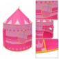 Cort de joaca tip castel, imprimeu buline si coronite, 105x135 cm, husa depozitare, roz Cort de joaca tip castel, imprimeu buline si coronite, 105x135 cm, husa depozitare, roz