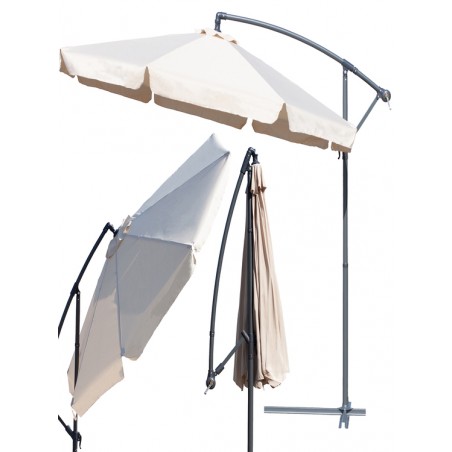 Umbrela de gradina, cadru otel, pliabila, manivela, protectie UV, protectie ploaie, poliester, 250 x 350 cm, bej