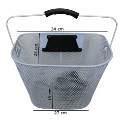 Cos pentru bicicleta, montare fata, detasabil, metalic, alb