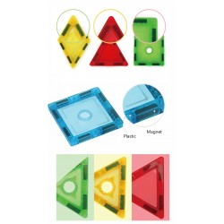 Set constructie magnetic 3D cu lumini LED, diferite forme si culori, 130 piese