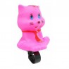 Sonerie bicicleta copii, figurina pisica, roz, 6.5 x 6.5 x 11.5 cm