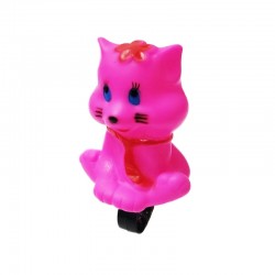 Sonerie bicicleta copii, figurina pisica, roz, 6.5 x 6.5 x 11.5 cm