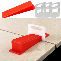 Kit cleme 2 mm si pene pentru nivelare placi gresie si faianta, set 200 bucati