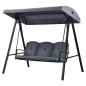 Balansoar gradina, 3 locuri, copertina impermeabila, 205x118x184 cm, gri