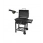 Gratar cu carbuni Maltec GrillMaster Probend, capac rabatabil cu maner, termometru, suport roti, 37,5 cm, otel, negru