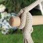 Hamac tip scaun, 100x130 cm, 2 perne, bara din lemn, bumbac bej