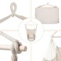 Hamac tip scaun, 100x130 cm, 2 perne, bara din lemn, bumbac bej