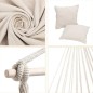 Hamac tip scaun, 100x130 cm, 2 perne, bara din lemn, bumbac bej