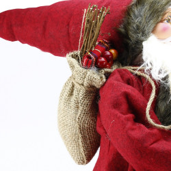 Figurina Mos Craciun cu felinar, inaltime 60cm, sac cadouri, decoratiune Craciun
