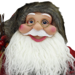 Figurina Mos Craciun cu felinar, inaltime 60cm, sac cadouri, decoratiune Craciun