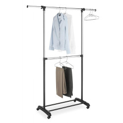 Suport umerase haine, stand incaltaminte, inaltime ajustabila 163x145x45 cm, 4 roti, otel cromat