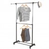 Suport umerase haine, stand incaltaminte, inaltime ajustabila 163x145x45 cm, 4 roti, otel cromat