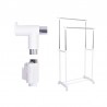 Suport dublu pentru umerase, raft incaltaminte, roti transport, inaltime ajustabila 159x80x41 cm