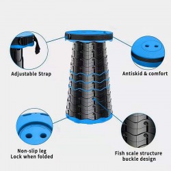 Scaun rotund pliabil, telescopic, maner pentru transport, pescuit si camping