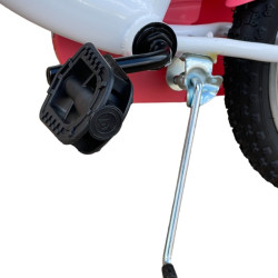 Bicicleta copii, roti 16 inch, cos frontal, portbagaj, frane V-Brake, cric, alb roz
