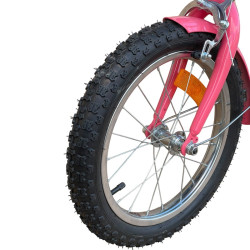 Bicicleta copii, roti 16 inch, cos frontal, portbagaj, frane V-Brake, cric, alb roz