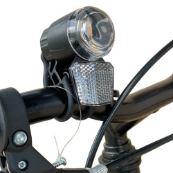 Bicicleta MTB 16 inch, suspensii, aparatoare lant, sistem franare V-Brake, negru verde
