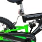 Bicicleta MTB 16 inch, suspensii, aparatoare lant, sistem franare V-Brake, negru verde