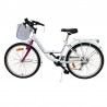 Bicicleta dama, roti 24 inch, portbagaj, cos cumparaturi, frane V-Brake, 6 viteze
