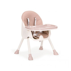 Scaun de masa bebelusi, tavita reglabila 3 trepte, model 2 in 1, centuri siguranta 5 puncte, cos depozitare, roz