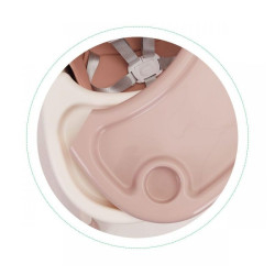 Scaun de masa bebelusi, tavita reglabila 3 trepte, model 2 in 1, centuri siguranta 5 puncte, cos depozitare, roz