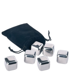 Set 6 cuburi de gheata din inox, cleste, cutie depozitare, diametru 26 cm