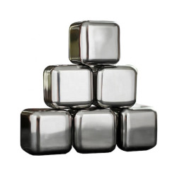 Set 6 cuburi de gheata din inox, cleste, cutie depozitare, diametru 26 cm