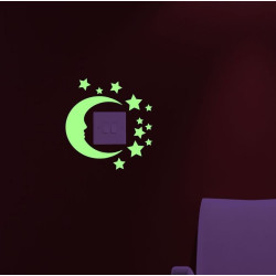 Sticker decorativ glow luminos Set Luna&Stele
