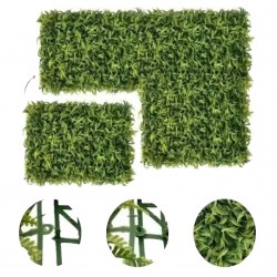 Gard artificial cu frunze verzi, panou 40x60 cm, decor sau mascare, suport grila PE