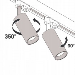 Spot pe sina, bec LED GU10, 35W, IP20, unghi de inclinare 90 grade, negru