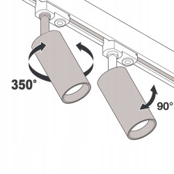 Spot pe sina, bec LED GU10, 35W, IP20, unghi de inclinare 90 grade, negru