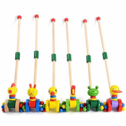 Jucarie de impins, diverse modele, inaltime 50 cm, multicolor, lemn
