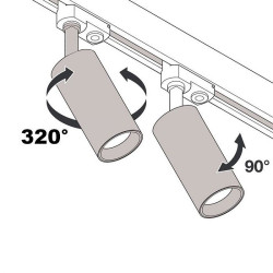 Reflector trifazat, LED GU10, rotatie 320 grade, aluminiu, 65x30x40 mm