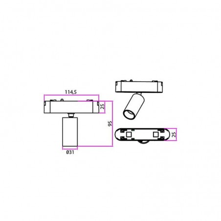 Proiector LED 5W, pentru sina magnetica, 4000K, 400lm, Spot 36 grade, clasa energetica G, alb