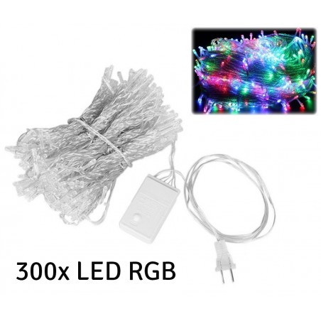 Instalatie Craciun LED, 300becuri RGB, 8 moduri iluminare, 15,5 m, 5W, 230V