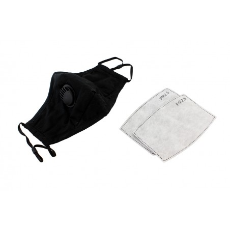 Masca protectie anti-praf, filtre 2,5PM, bumbac/poliester, negru