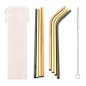 Set paie reutilizabile din otel, suport paie inclus, 20 cm, multicolor Set paie reutilizabile din otel, suport paie inclus, 20 cm, multicolor