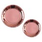 Set vesela hartie, 24 piese, farfurii, cani, paie, aur roz