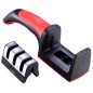 Ascutitor cutite, 3 suporturi, 21,5x 5,5 x 5cm, negru/rosu