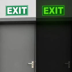 Semn de siguranta EXIT fosforescent, vinil autoadeziv, lumineaza intens verde