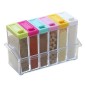 Organizator condimente, 6 recipiente, 17 x 10,2 x 5,5 x 2,5cm, multicolor