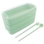 Caserola pranz 900ml, tacamuri incluse, 3 spatii depozitare, 17,5 x 11,5 x 7,5cm, verde