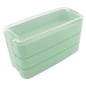 Caserola pranz 900ml, tacamuri incluse, 3 spatii depozitare, 17,5 x 11,5 x 7,5cm, verde