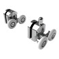 Set 8 roti pentru cabina dus, universale, inaltime reglabila, 308g, otel/plastic, 4 x 5,5 x 3 cm, argintiu/alb