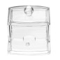 Recipient betisoare urechi, maner, plastic, 9 x 7 x 9cm, transparent Recipient betisoare urechi, maner, plastic, 9 x 7 x 9cm, transparent
