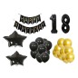 Set baloane decorative aniversare 18 ani, 20 bucati, negru si auriu Set baloane decorative aniversare 18 ani, 20 bucati, negru si auriu
