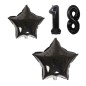 Set baloane decorative aniversare 18 ani, 20 bucati, negru si auriu